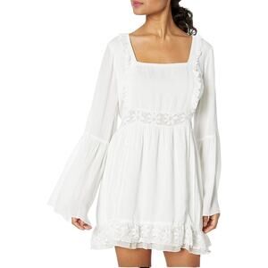SHOW ME YOUR MUMU Sicily White Mini Babydoll Dress Gauzy Wedding LWD Sz L NWT
